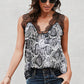 Printed Scalloped Lace Trim Tank