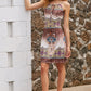 Printed Tie-Shoulder Cutout Dress