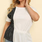 Plus Size Striped Color Block Asymmetrical T-Shirt