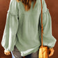 Balloon Sleeve Frill Trim Notched Neck Blouse