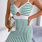 Striped Cutout Spaghetti Strap Knit Dress