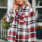 Plaid Button Front Shirt Jacket with Breast Pockets