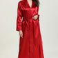 Spliced Lace Tie Waist Satin Robe