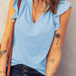 Butterfly Sleeve Notched Neck Top