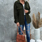 Turn Down Collar Buttoned Shirt Jacket