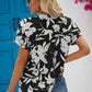 Floral Notched Neck Cuffed Blouse