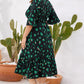 Plus Size Printed Flare Sleeve V-Neck Dress