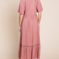 HEYSON Full Size Smocked Pocket Midi Dress in Rouge Pink