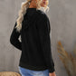 Distressed Zip Up Drawstring Detail Hoodie