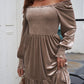 Off-Shoulder Smocked Ruffle Hem Dress