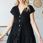 Heimish Full Size Buttoned V-Neck Tiered Top