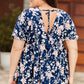 Floral V-Neck Tied Babydoll Blouse