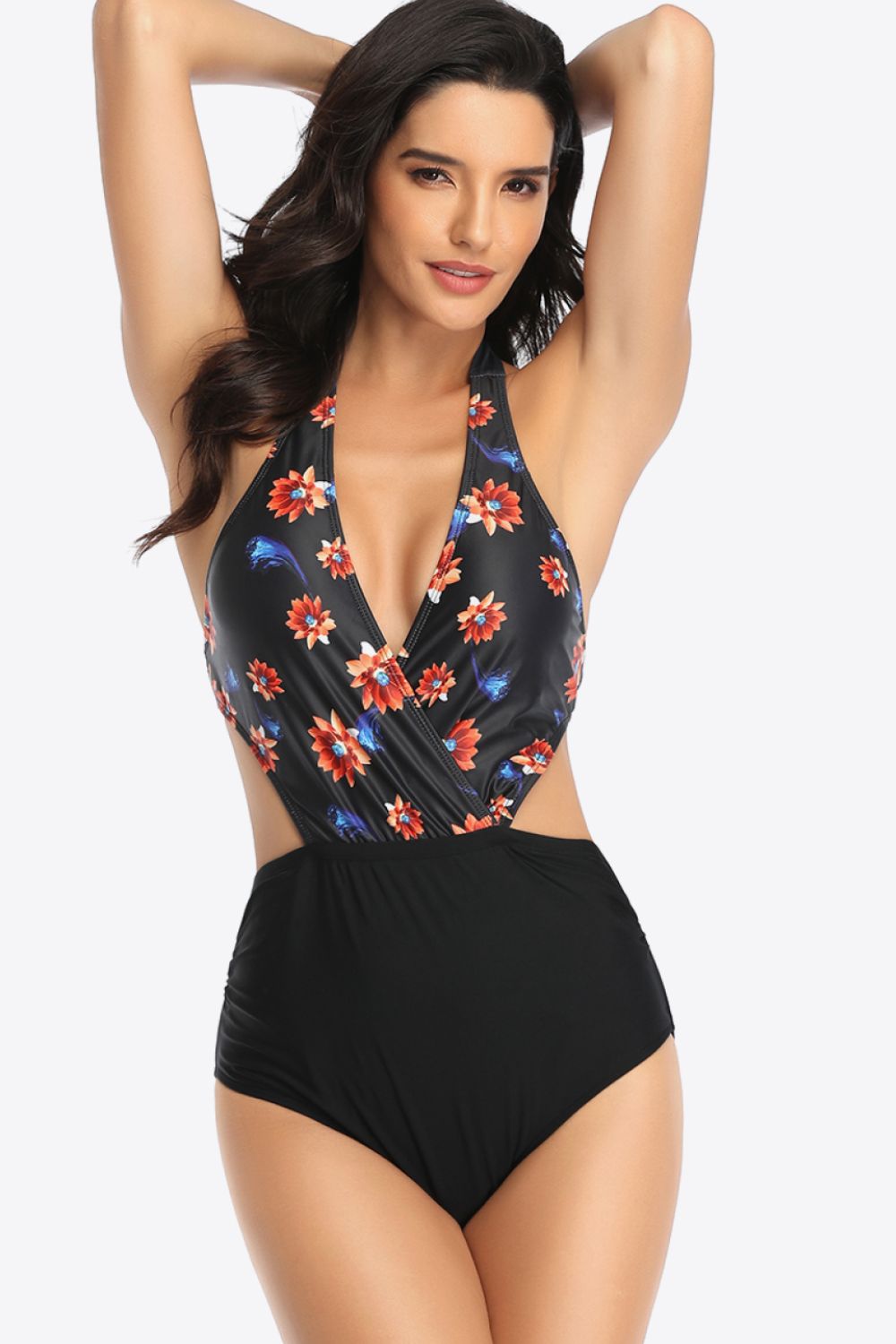 Tie Back Halter Neck One-Piece Swimsuit