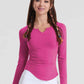 Notched Neck Ruched Sports Top