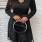 Plus Size Scalloped V-Neck Long Sleeve Dress