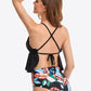 Botanical Print Ruffled Halter Neck Two-Piece Swimsuit