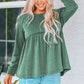 Round Neck Raglan Sleeve Babydoll Top