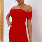 Off-Shoulder Backless Ruched Mini Dress