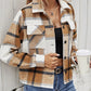 Plaid Collared Neck Jacket with Breast Pockets