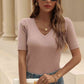 V-Neck Short Sleeve Knit Top