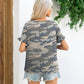 Camouflage Flounce Sleeve Tee Shirt