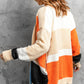 Color Block Drop Shoulder Button Down Cardigan with Pockets