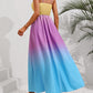Color Block Tie Shoulder Smocked Maxi Dress