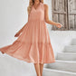 Tie Neck Frill Trim Sleeveless Dress
