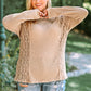 Plus Size Waffle-Knit Spliced Lace Top