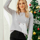 Animal Graphic Round Neck Fuzzy Sweater