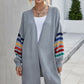 Multicolored Stripe Open Front Longline Cardigan