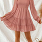 Smocked Long Flounce Sleeve Tiered Dress