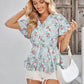 Floral Flutter Sleeve Peplum Blouse
