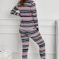 Printed Curved Hem Top and Pants Pajamas Set