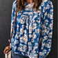 Floral Balloon Sleeve Round Neck Blouse