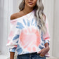 Tie-Dye Boat Neck Batwing Sleeve Tee