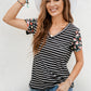 Floral Sleeves Striped T-shirt