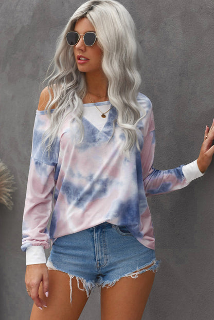 Tie-dye Pullover Boat neck Sweatshirt