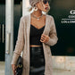Cable-Knit Dropped Shoulder Longline Cardigan with Pockets