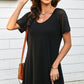 Sheer Striped Raglan Sleeve T-Shirt Dress