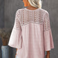 Flare Sleeve Spliced Lace V-Neck Shirt