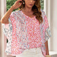 Mixed Print V-Neck Blouse