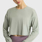 Dropped Shoulder Round Neck Cropped Sports Top
