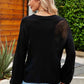 Openwork Round Neck Dropped Shoulder Knit Top