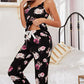 Floral V-Neck Cami and Cropped Pants Lounge Set