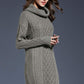 Full Size Mixed Knit Cowl Neck Dropped Shoulder Sweater Dress