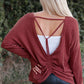 Open Back Gathered Detail Round Neck Top