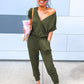 V Neck Wrap Front Jumpsuits