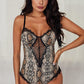 Spaghetti Strap Backless Leopard Printed Teddy