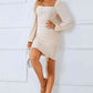 Drawstring Ruched Square Neck Dress